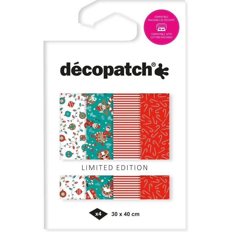 Assortiment de 4 papiers Foil Noël - Lutins - Assortiment