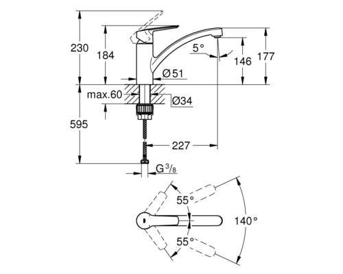 Grohe Quickfix keukenkraan START supersteel mat 32441DC2