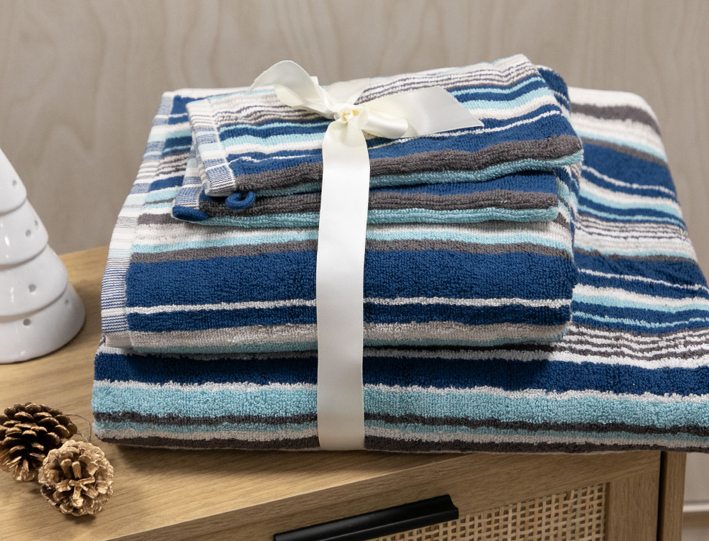 Pack linge de bain-Baies célestes rayé