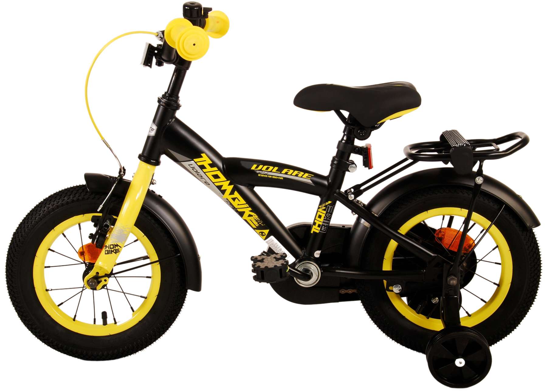 TPFSports Thombike Kinderfahrrad - Jungen - 12 Zoll - Rücktritt + Handbremse - Schwarz/Gelb