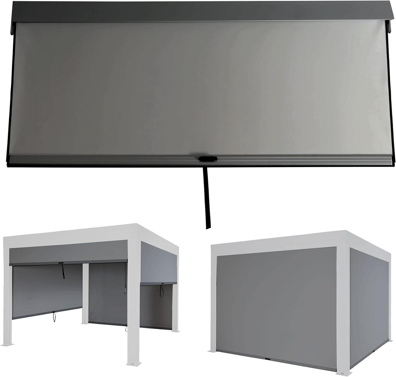 Seitenwand für Pergola HWC-L46, Pavillon Rollo Ersatzseitenwand, Stoff/Textil sturmfest 3x3m - anthrazit