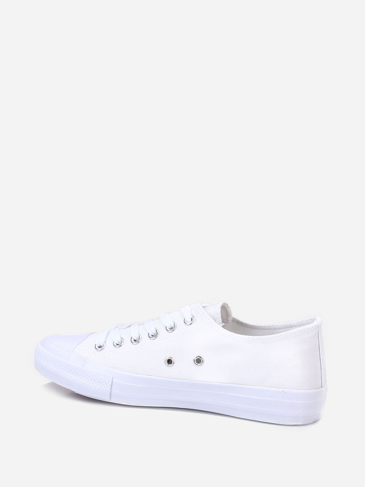 Tennis basses unies en toile- Blanc