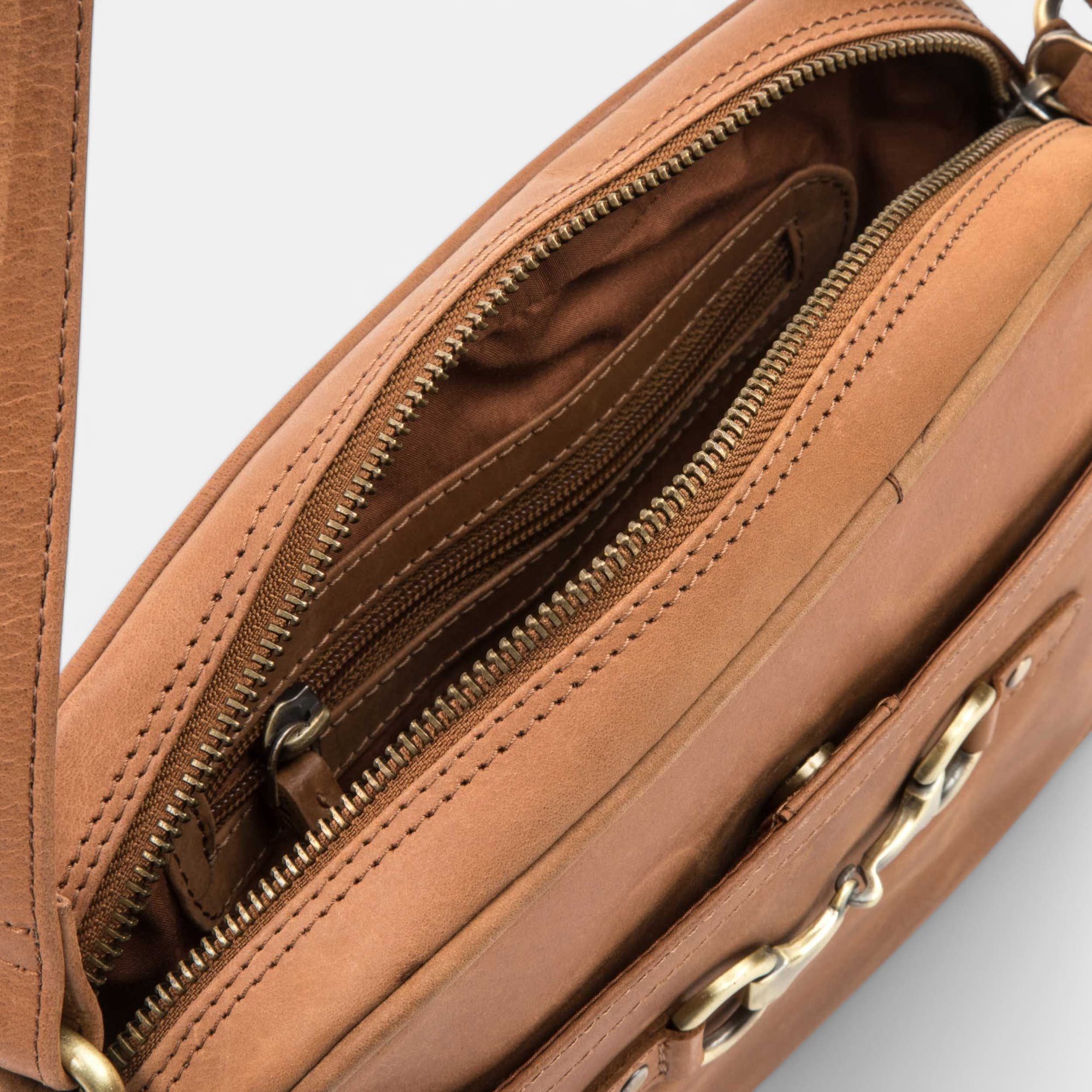 Sac bandoulière en cuir cognac