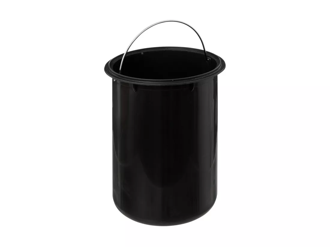 Poubelle en métal Blanc marbré et couvercle en bambou 3 L