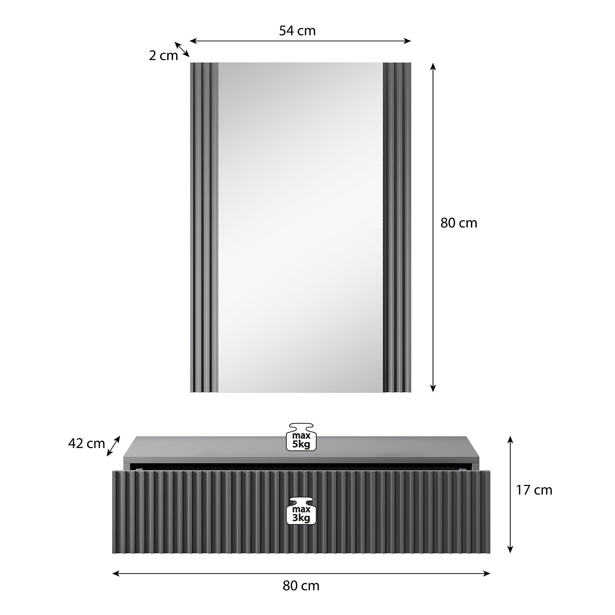 Vintar - Kaptafel met spiegel - Eiken - 80x42 cm