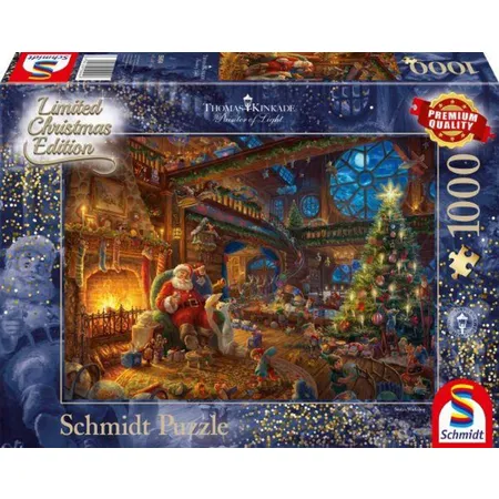 Schmidt Spiele Puzzle - Thomas Kinkade - Der Weihnachtsmann und seine Wichtel, Limited Edition, 1000 Teile