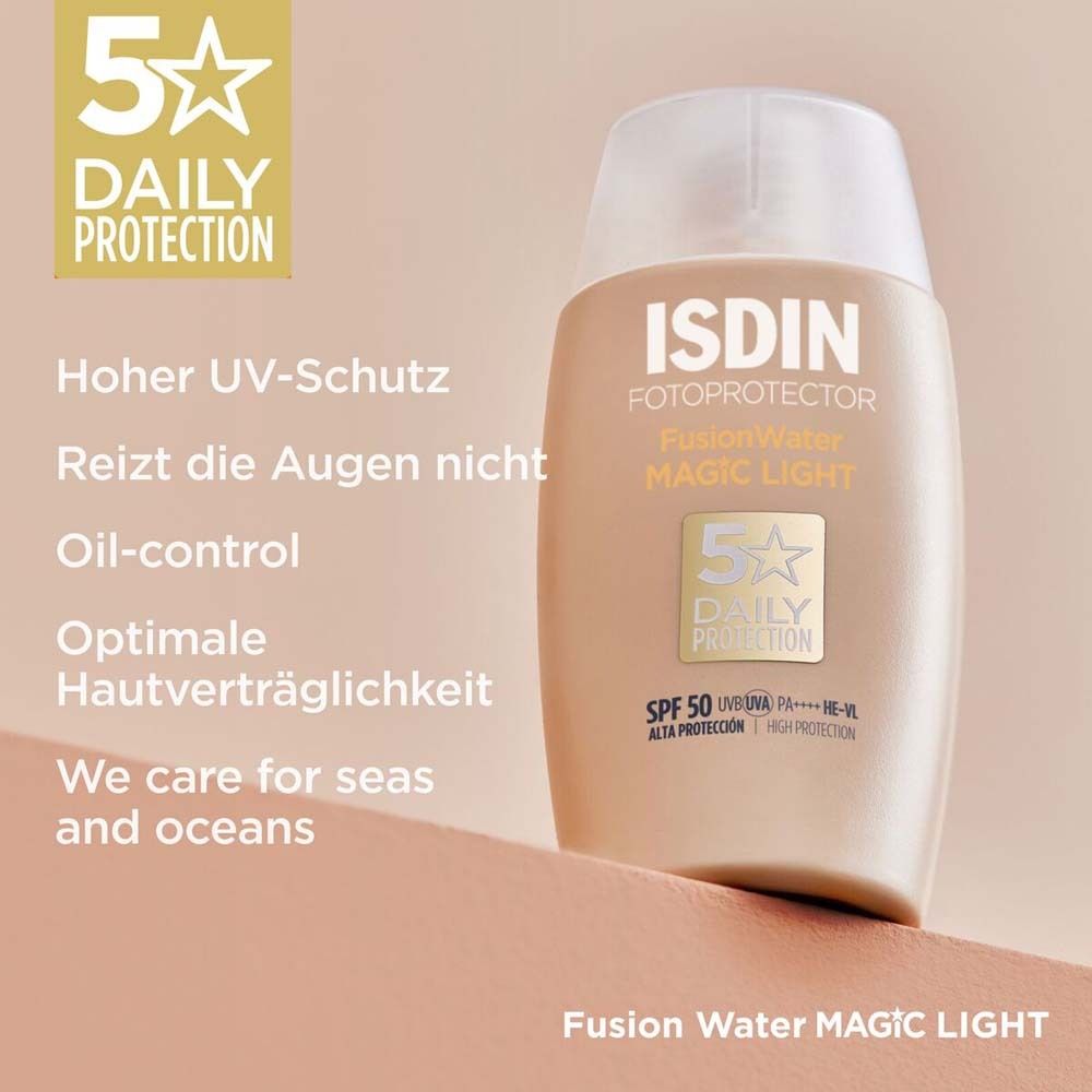 Fotoprotector ISDIN Fusion Water Color Light LSF 50 ultraleichter getönter Sonnenschutz für helle Haut