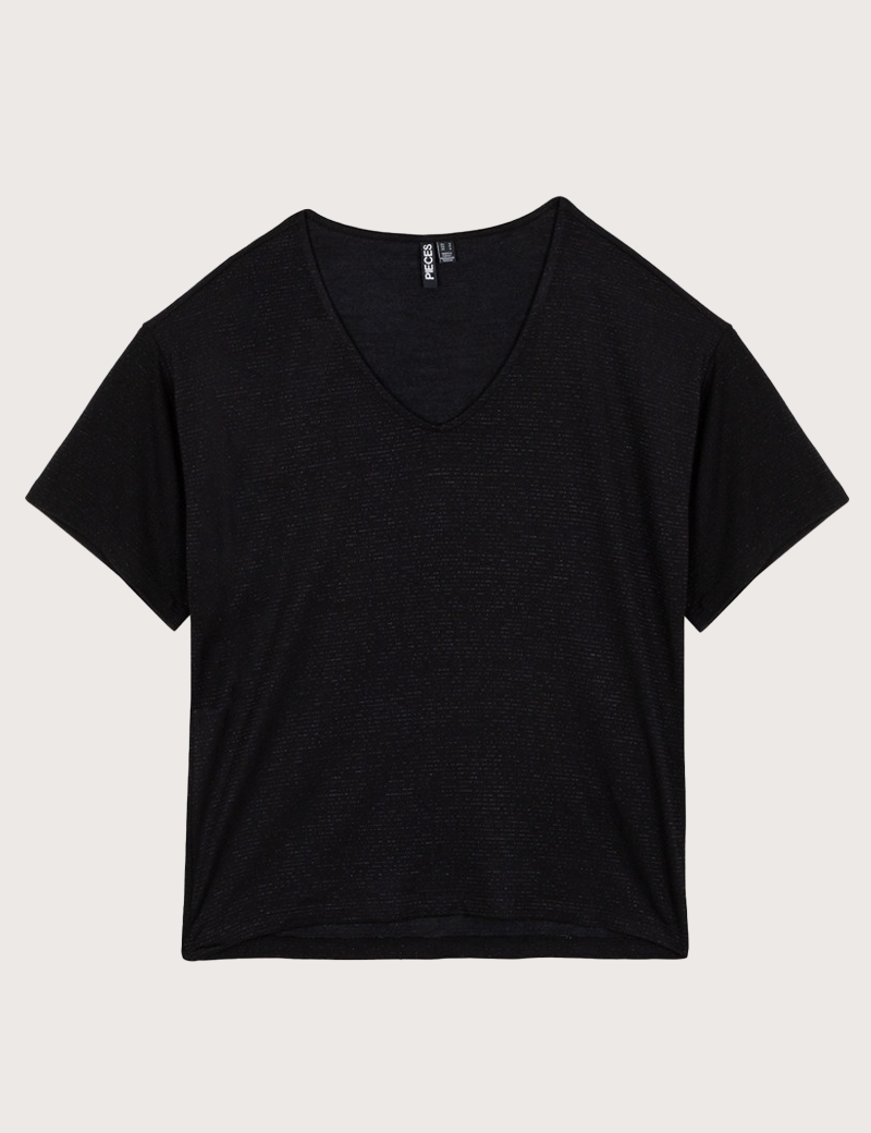 PIECES T-SHIRT FEMME BILLO LUREX RAYÉ NOIR