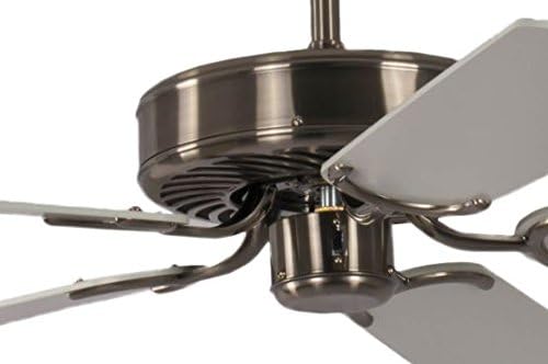 Deckenventilator ohne Beleuchtung Potkuri, Gehäuse gealtertes Silber, Wendeflügel Weiß oder Weiß mit Rattaneinlage, 132 cm, für Räume bis zu 25m²