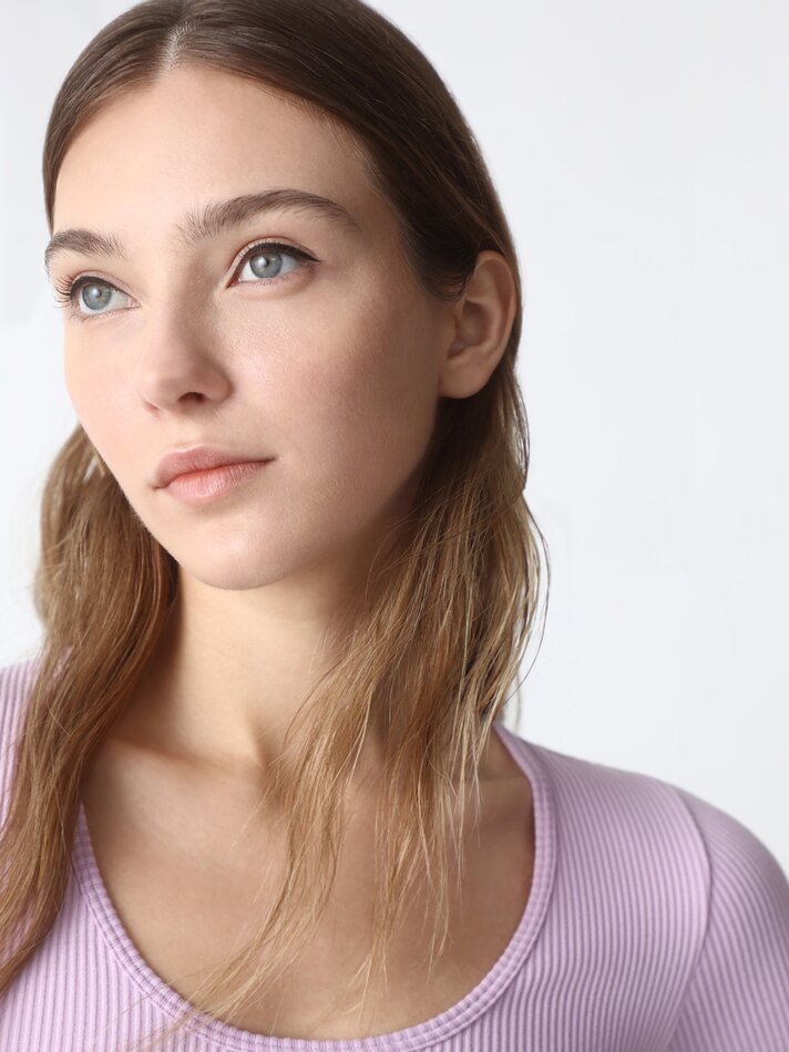 Camiseta cropped sem costura - Malva claro