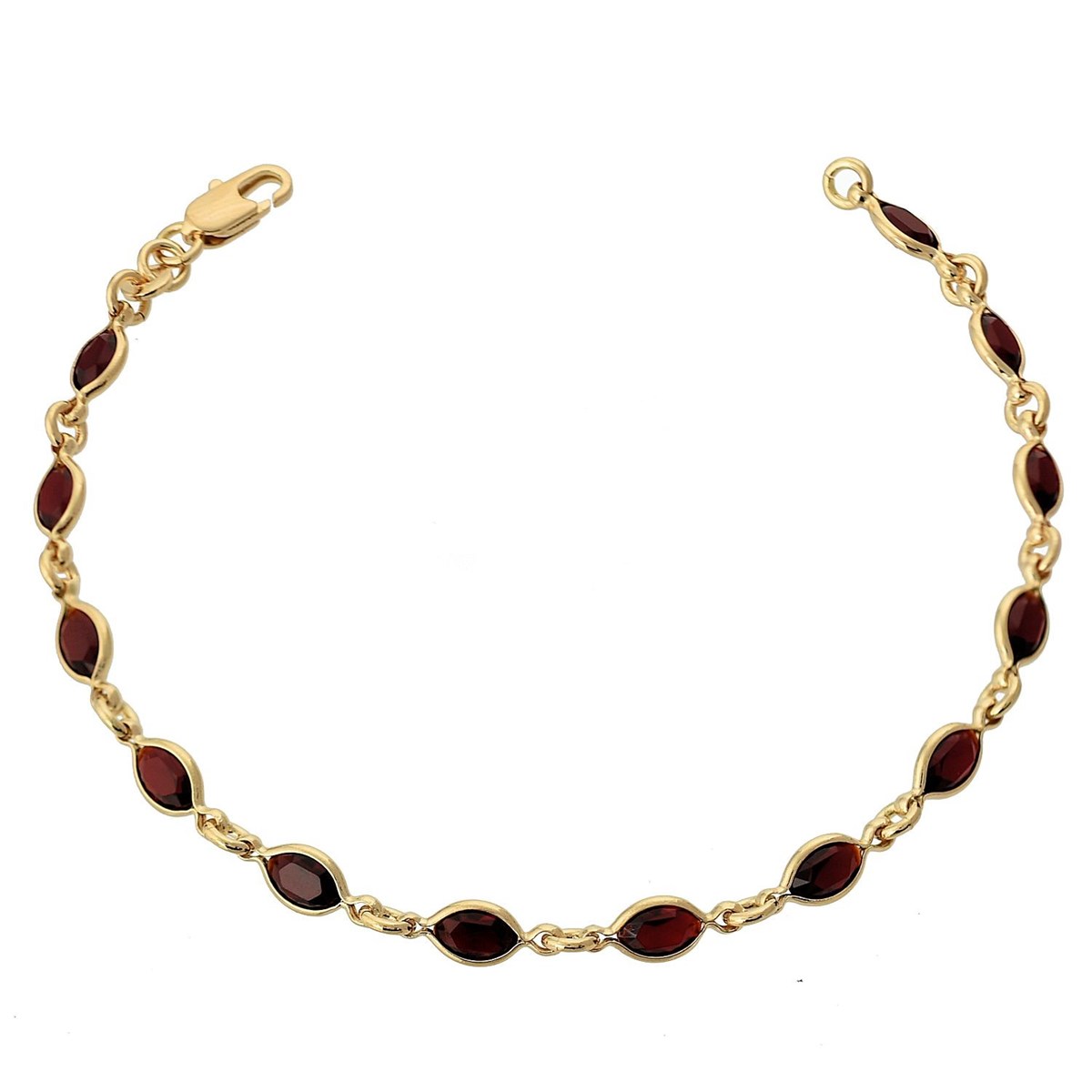 Bracelet cristal suite de pierres ovales Plaqué OR 750 3 microns Couleur Rouge