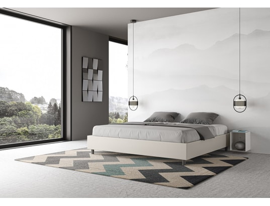 ITYHOME - Lit coffre azelia 180x200 similicuir blanc