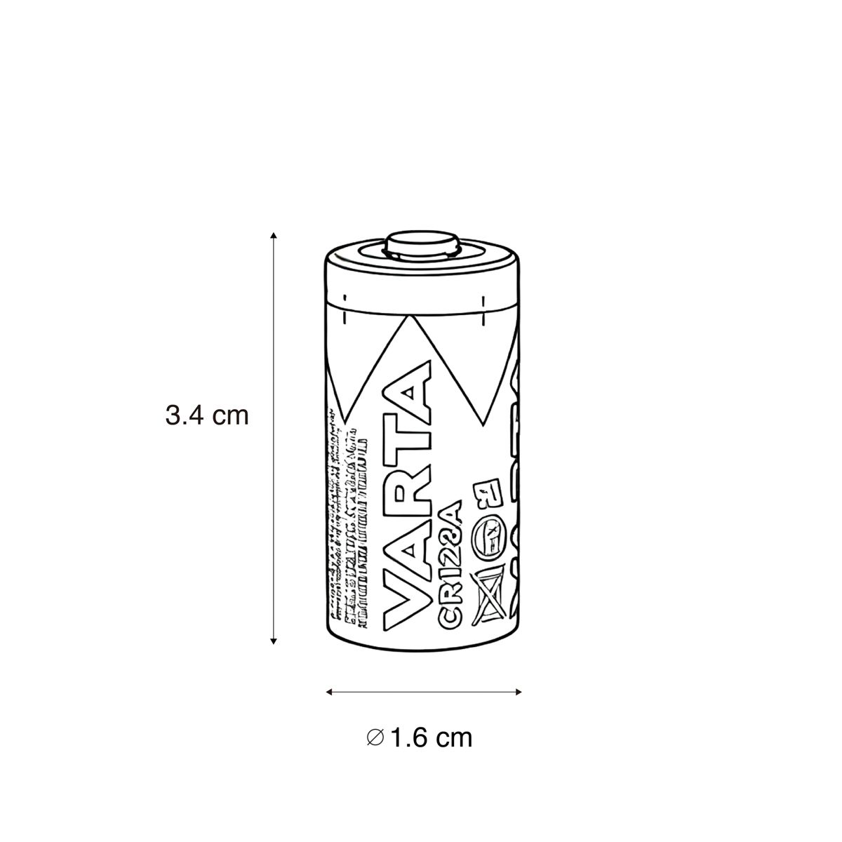 Varta batterij Lithium CR123A 3V