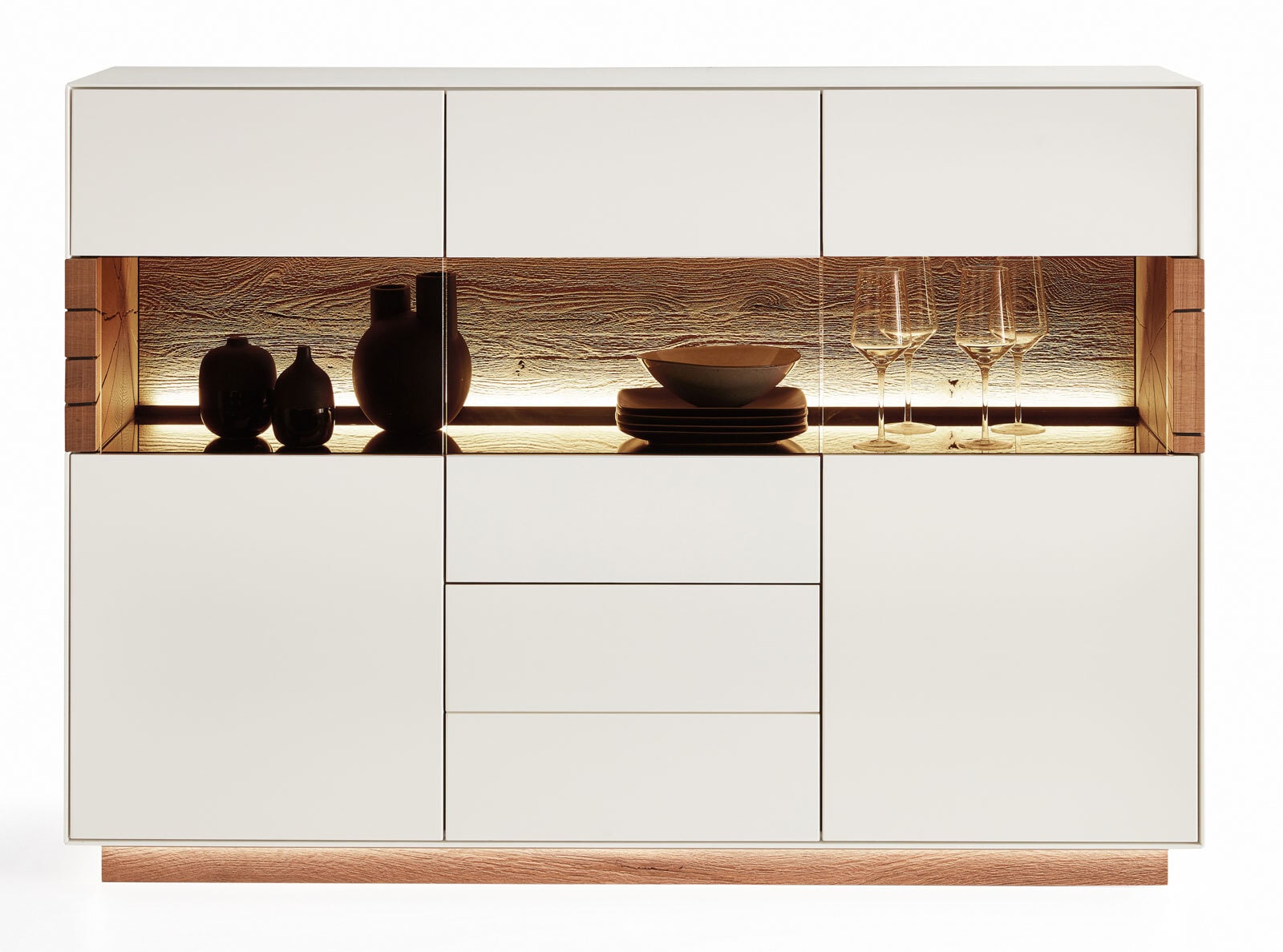 Highboard 170 x 116 cm weiß/ braun