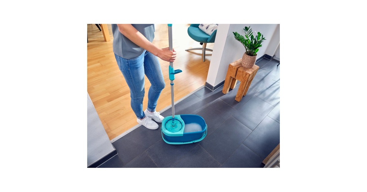 LEIFHEITDweilsysteem Set CLEAN TWIST Disc Mop Ergo Mobile vloerwisser  (Blauw/wit)