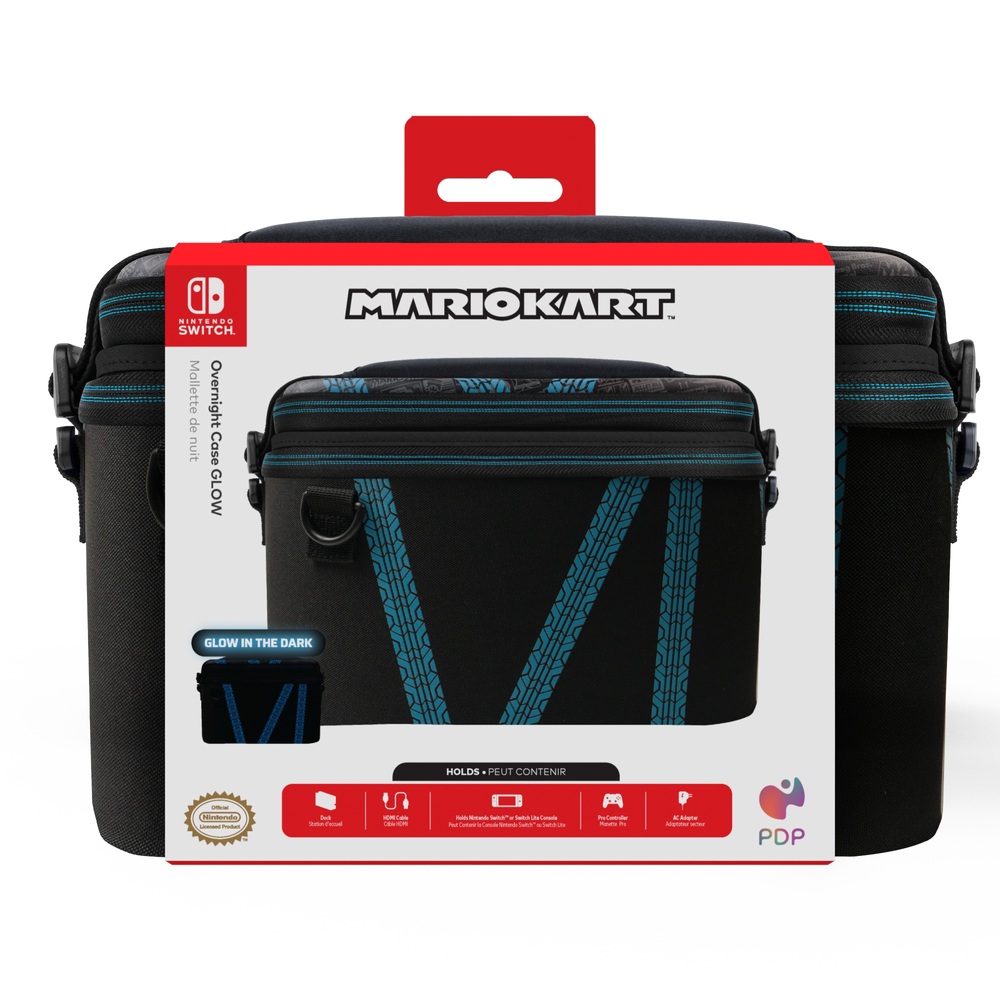 PDP Gaming Pull-N-Go-Hülle für Nintendo Switch – Leuchtendes Mario Kart Drift-Design