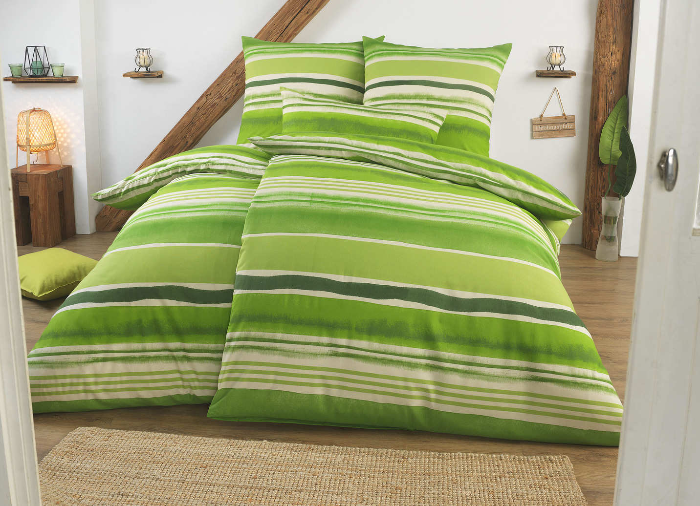 Beidseitig bedruckte Bettwäsche-Garnitur in Polycotton-Qualität