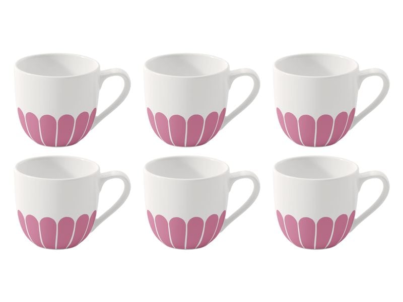Villeroy & Boch Espressotasse Fleur 70 ml, 6 Stück, Rosa Tasse aus hochwertigem Porzellan