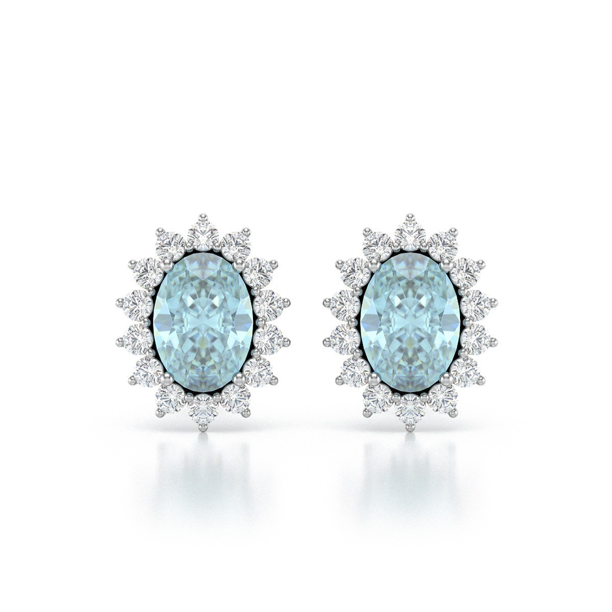 Boucles d'oreilles ADEN Aigue-Marine et Diamants sur Argent 925 2.25grs