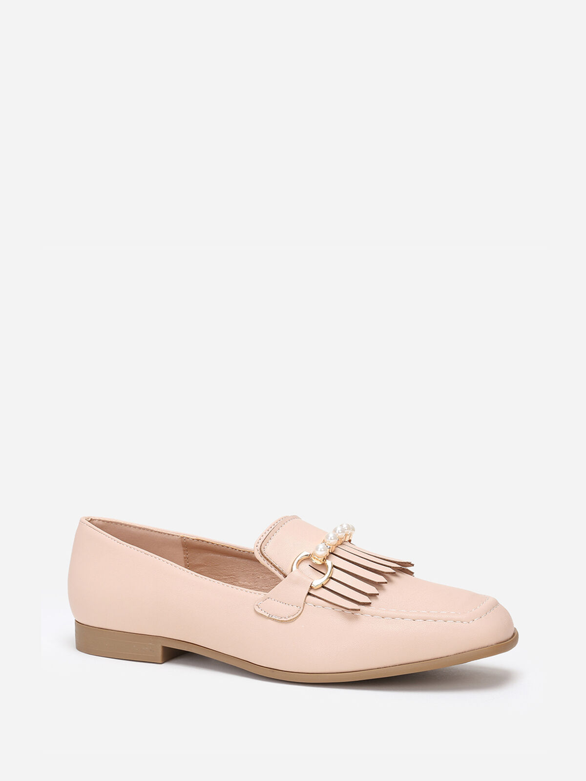 Mocassins à franges et perles- Beige