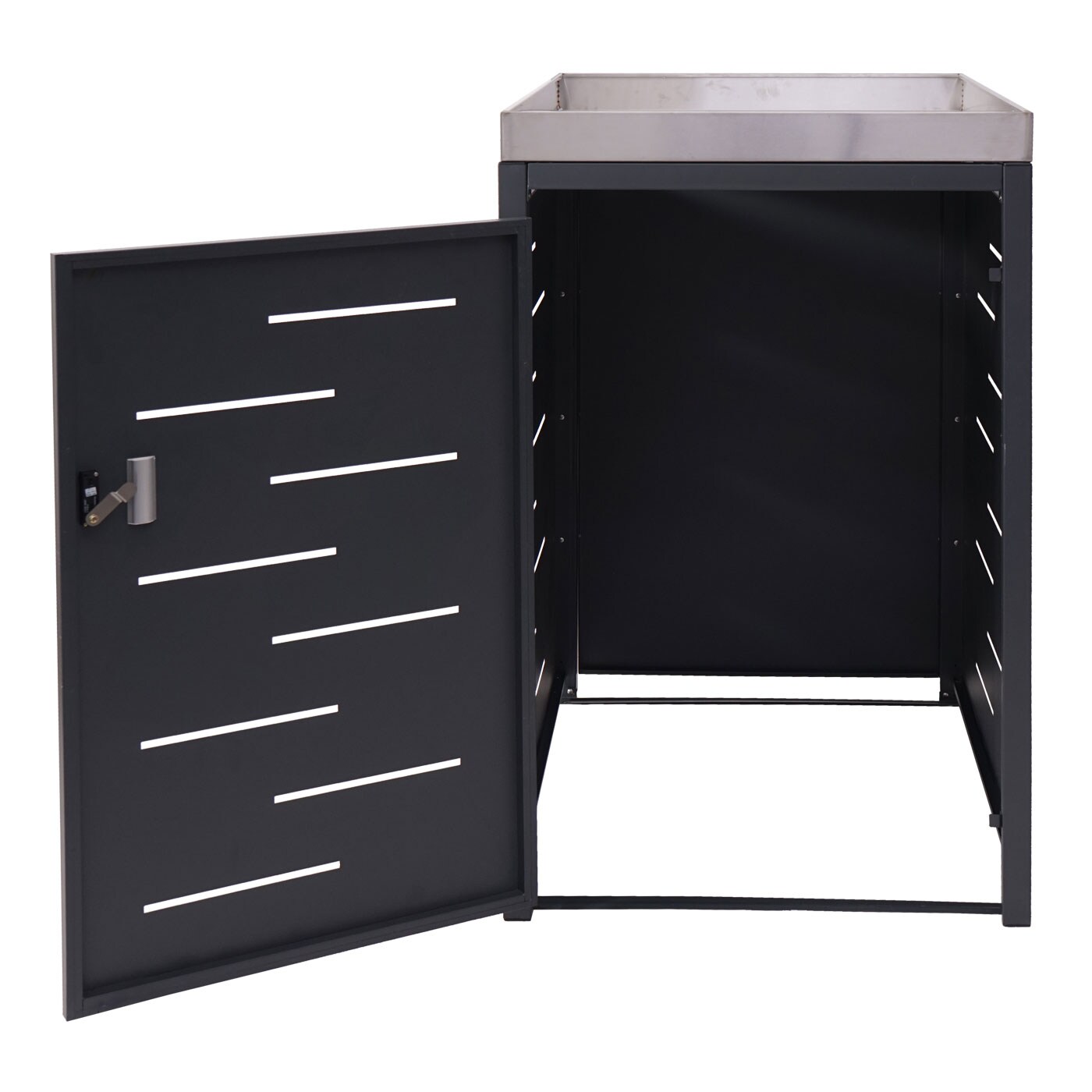 XL 1er-/2er-Mülltonnenverkleidung MCW-H40, Mülltonnenbox, Pflanzkasten Edelstahl-Metall 40kg 125x75x102cm erweiterbar