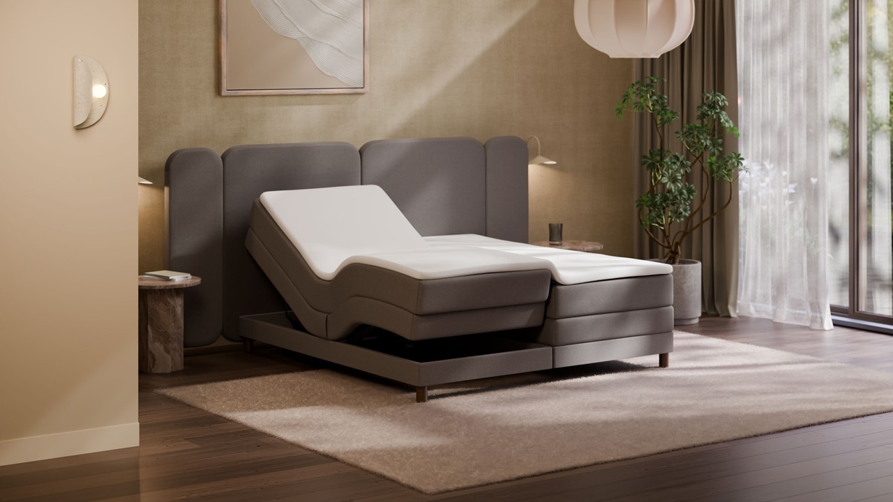 Elektrische boxspring Ridge - Warm wool dark grey