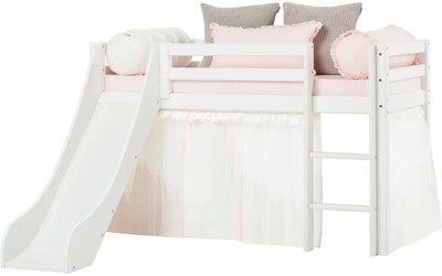 Hoppekids ECO Dream Halvhøy Loftseng med Sklie 70x170, Hvit