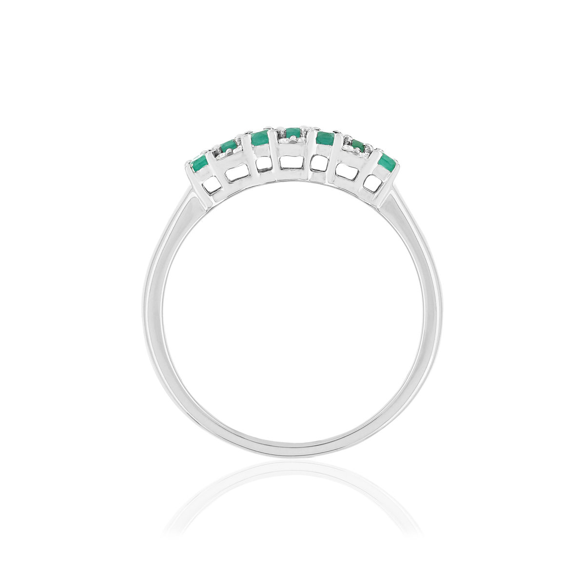 Bague or blanc 750 émeraudes diamants