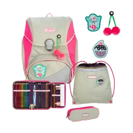 Scout Schulranzen-Set Alpha DIN Pink Cherry, 4-teilig