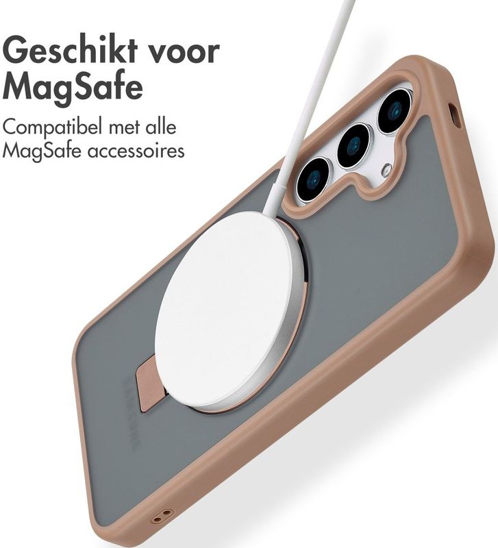 ACCEZZ Ring Stand Backcover - Bruin - Geschikt voor Samsung Galaxy S25