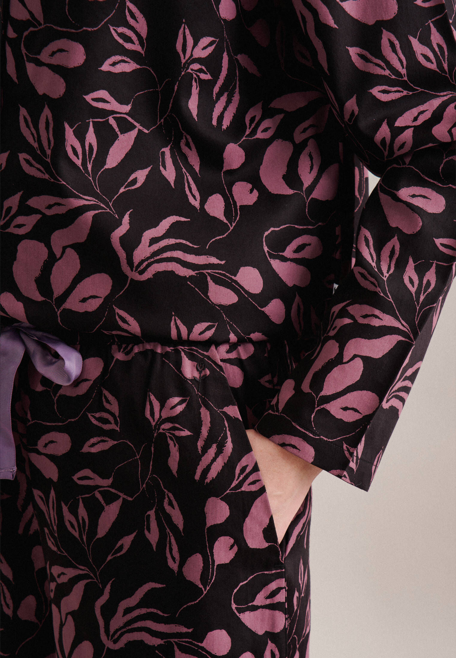 Seidensticker| Damen Pyjama Schwarze Rose