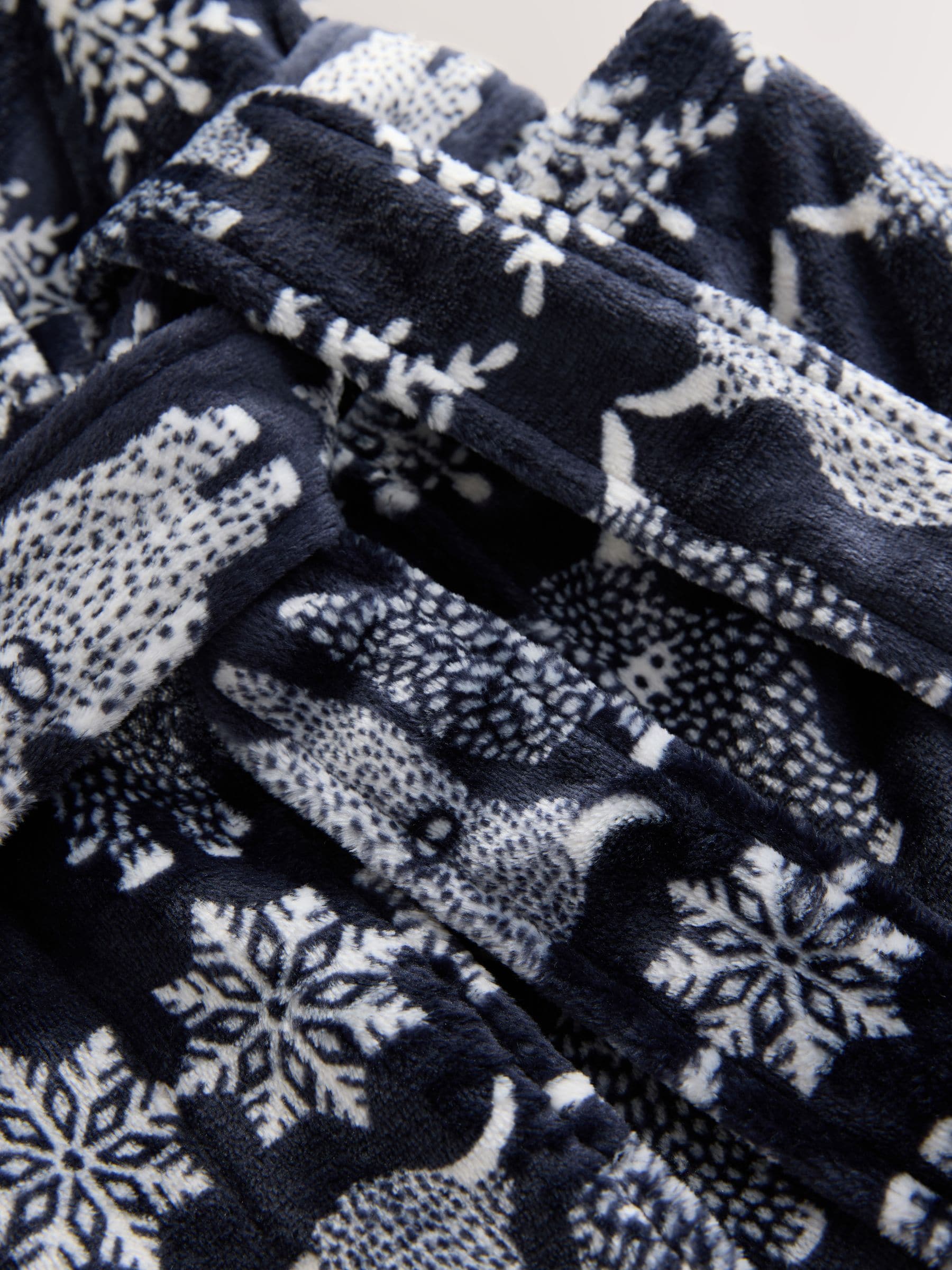 Donkerblauw - Matching Family Christmas Fairisle pattern Hamish The Highland Cow Dressing Gown