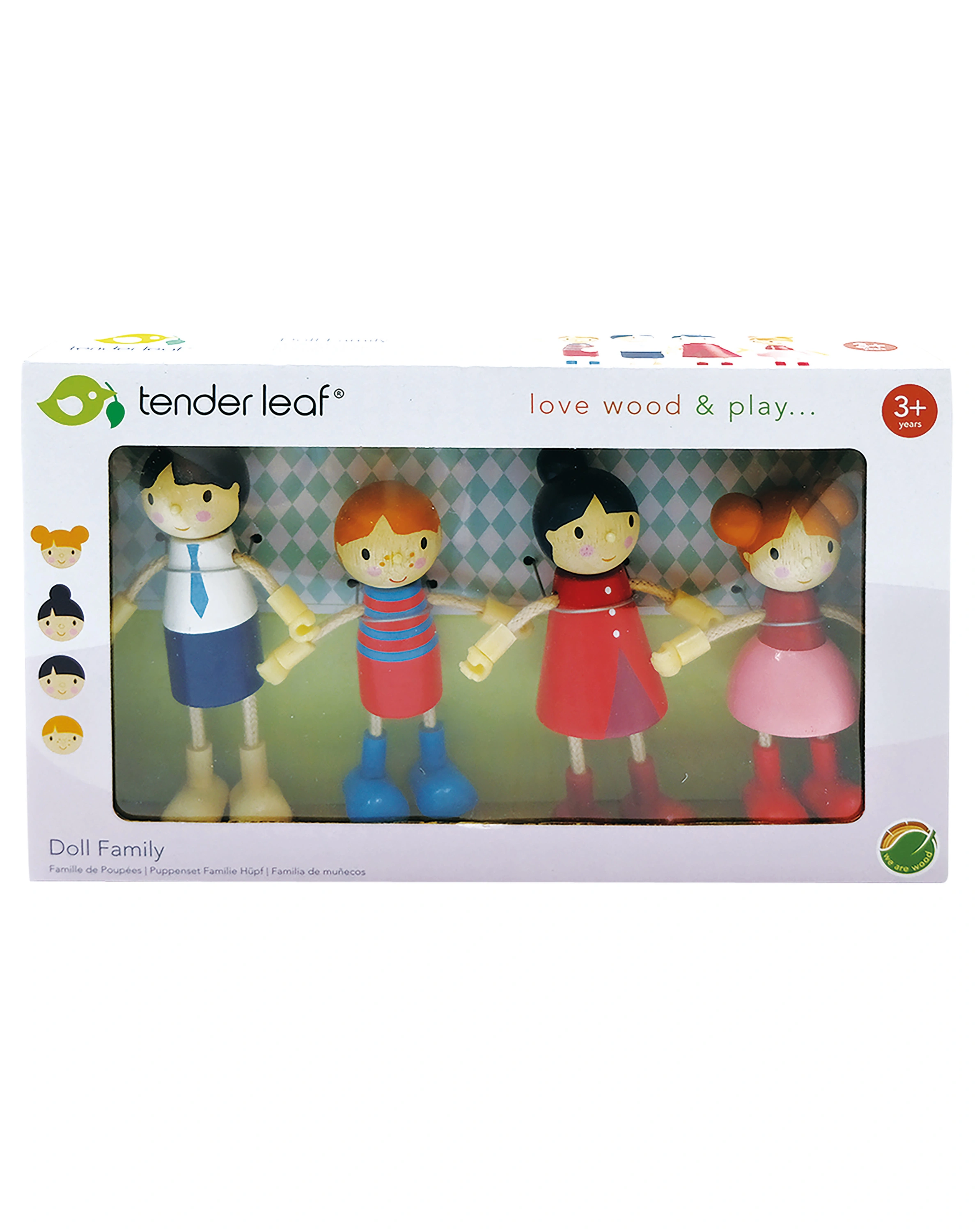 Puppenhaus-Familie FAMILIE DOLL 4-teilig aus Holz
