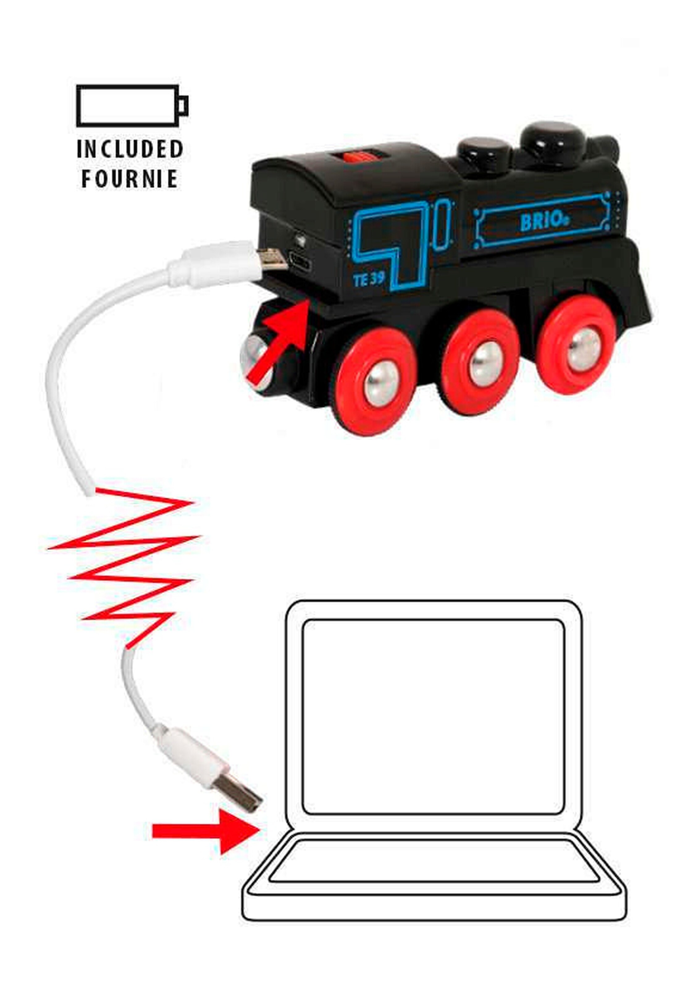 BRIO Schwarze Akku-Lok mit Mini-USB