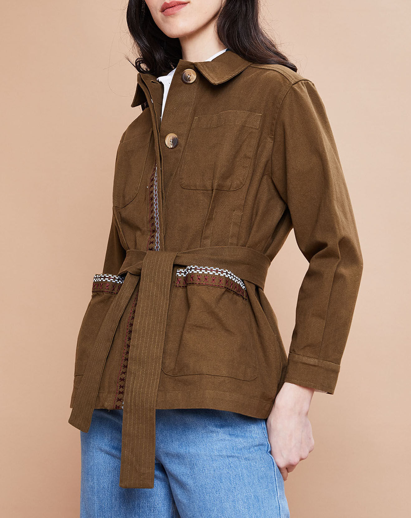Inouitoosh Veste courte Paloma en Coton kaki