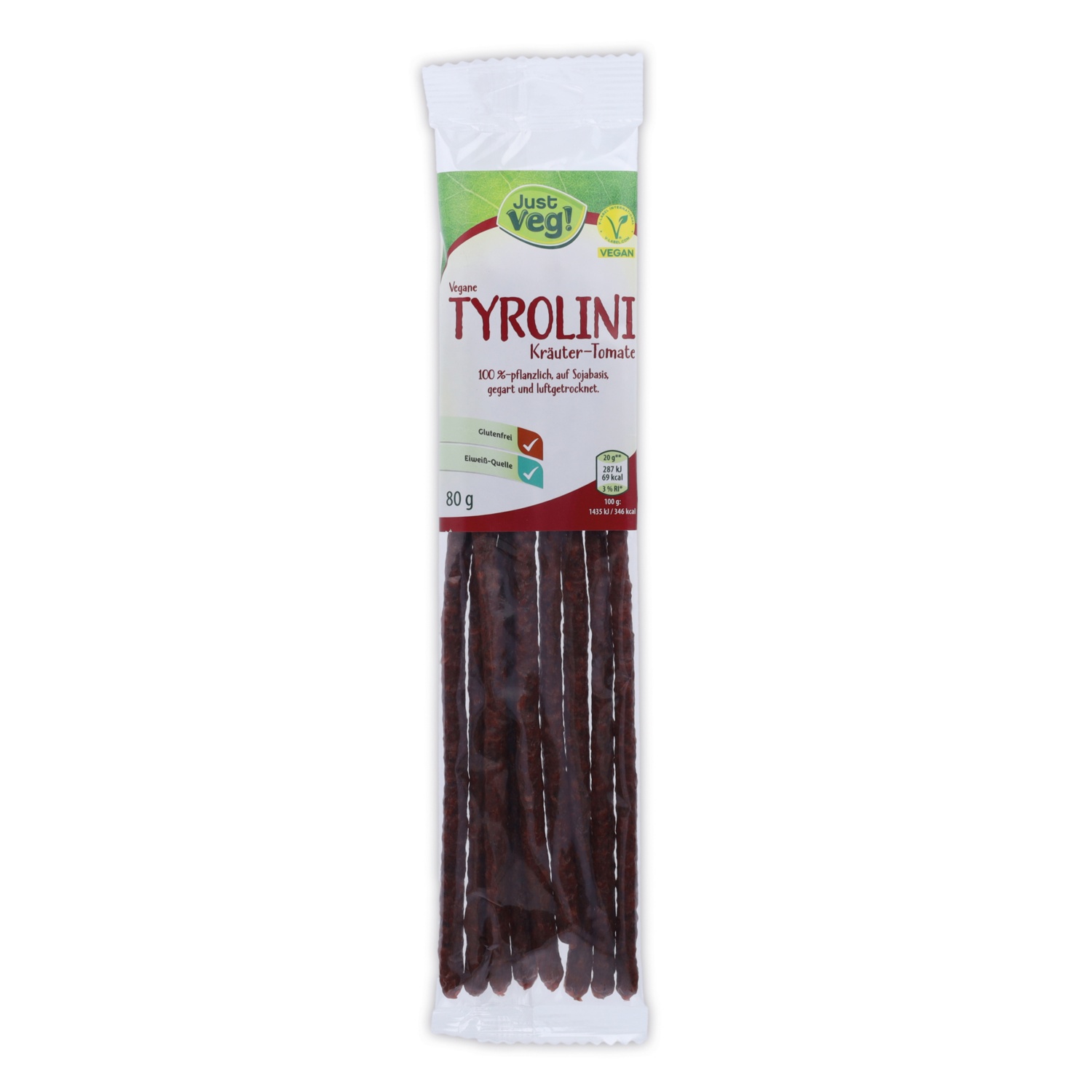 JUST VEG! Vegane Tyrolini, Kräuter-Tomate 80 g