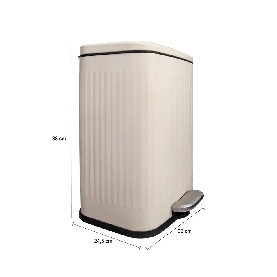 QUVIO Prullenbak 13 L - Rechthoekig afgerond - Metaal - Beige