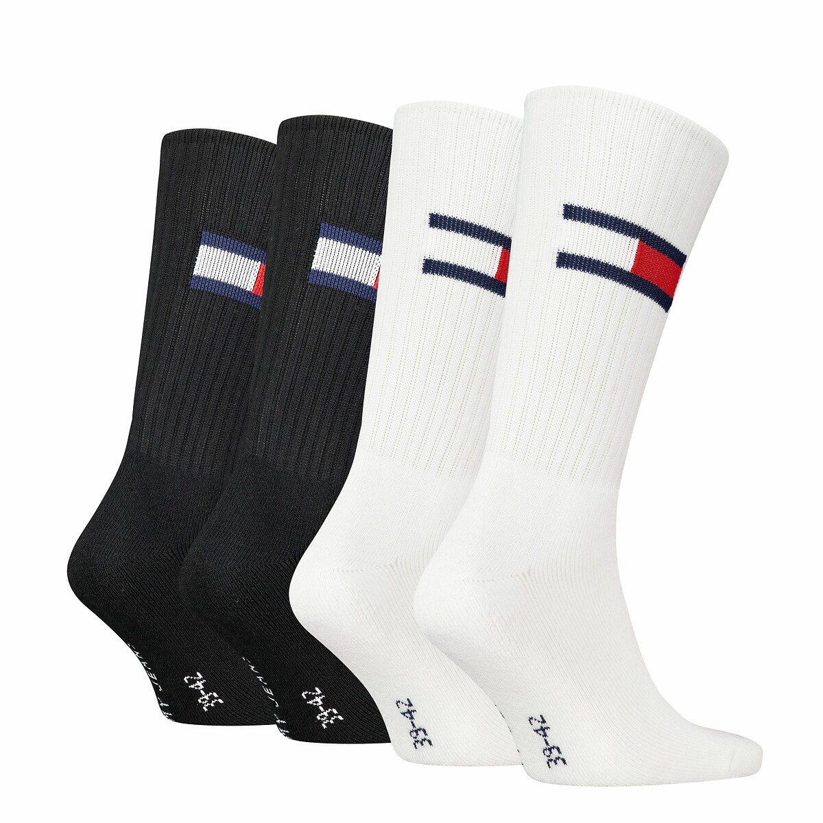 TOMMY HILFIGER<br>Conjunto de 4 pares de meias esportivas altas com logotipo da bandeira