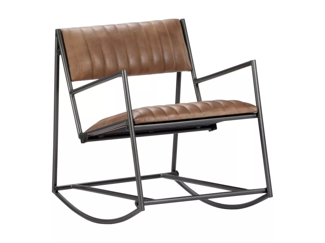 Chaise à bascule Marron clair Cuir véritable