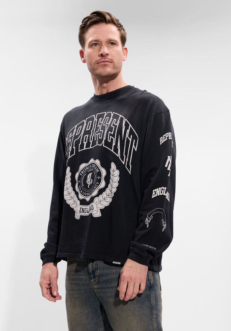 zwarte represent t-shirt legacy crest long sleeve t shirt