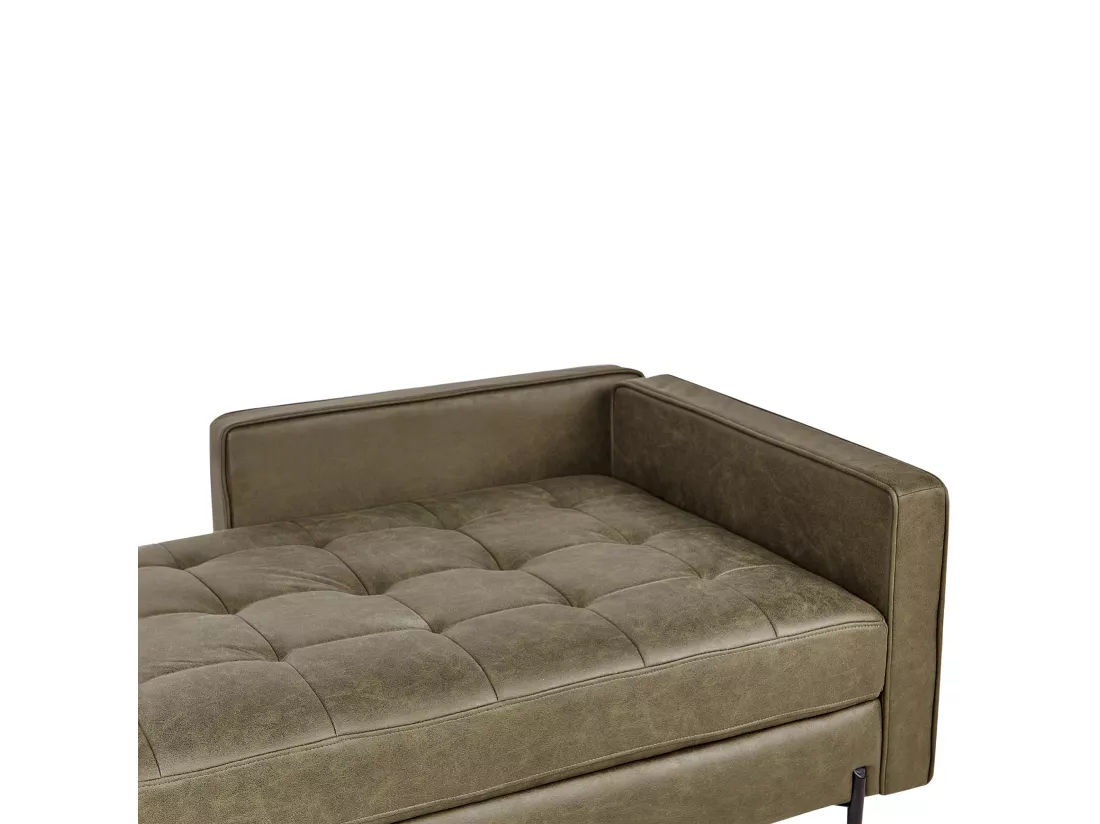 Chaise longue côté droit en cuir PU vert REBAIS