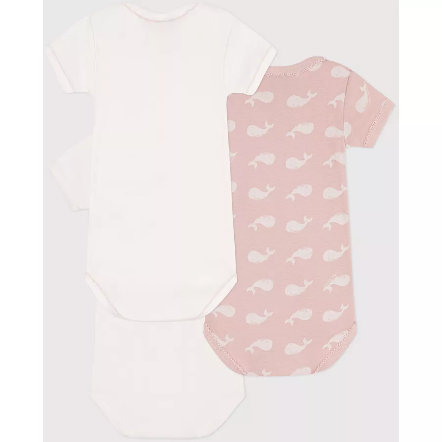 Petit Bateau Kurzarmbody 3er Pack Rosa