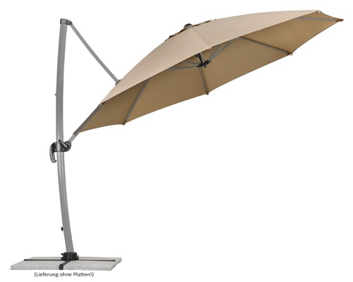 Schneider Rhodos Rondo zweefparasol, 390 x 350 x 280 cm, polyester 200 g/m², zand