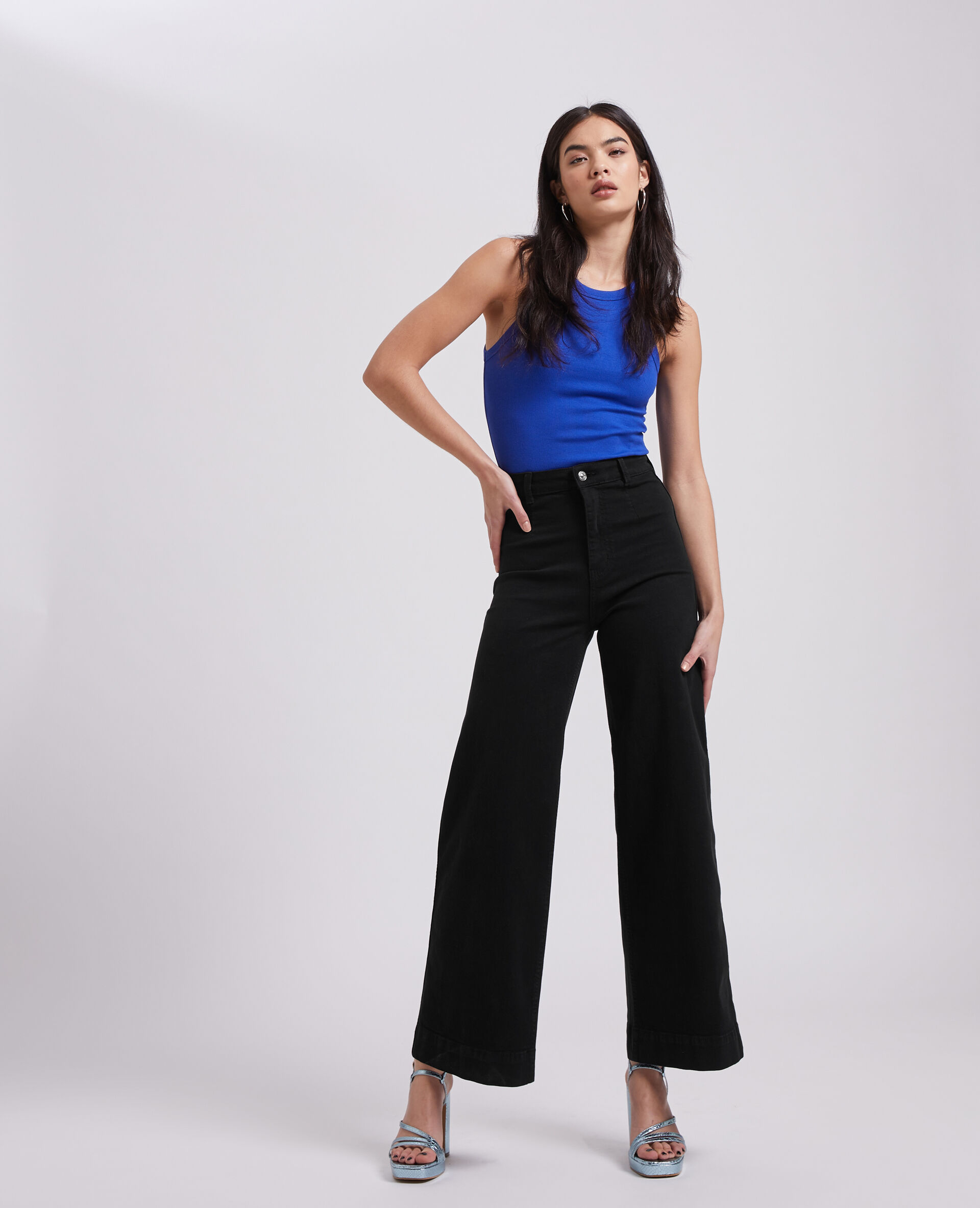 Jean wide taille haute - Noir