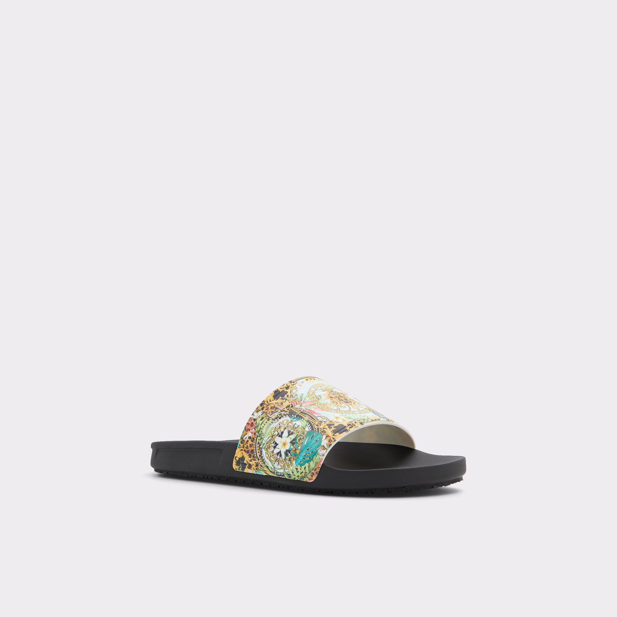 Dinmore Black Synthetic Print Men Slides