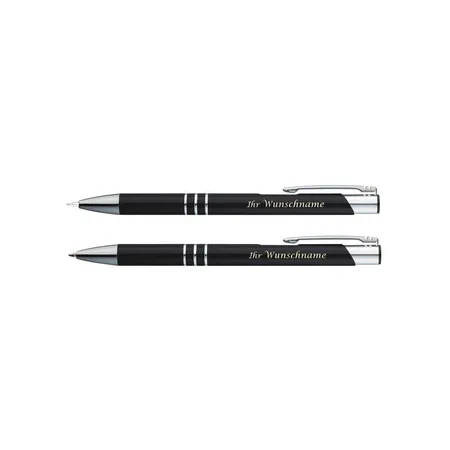 Macma Metall Schreibset bestehend aus Kugelschreiber + Druckbleistift / Farbe: schwarz