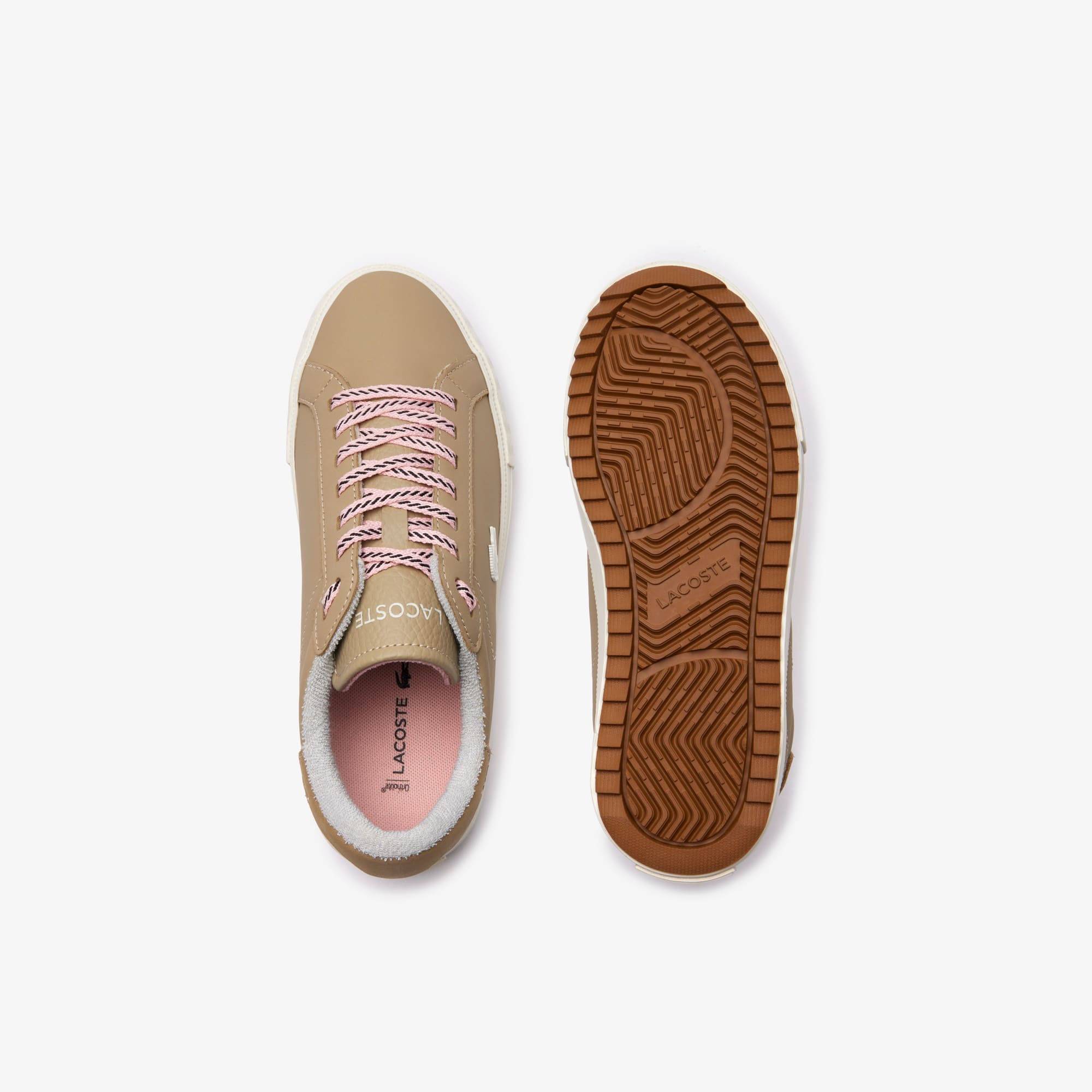Sneakers Outdoor Powercourt Winter femme en cuir Outdoor - Beige - Lacoste - Femme