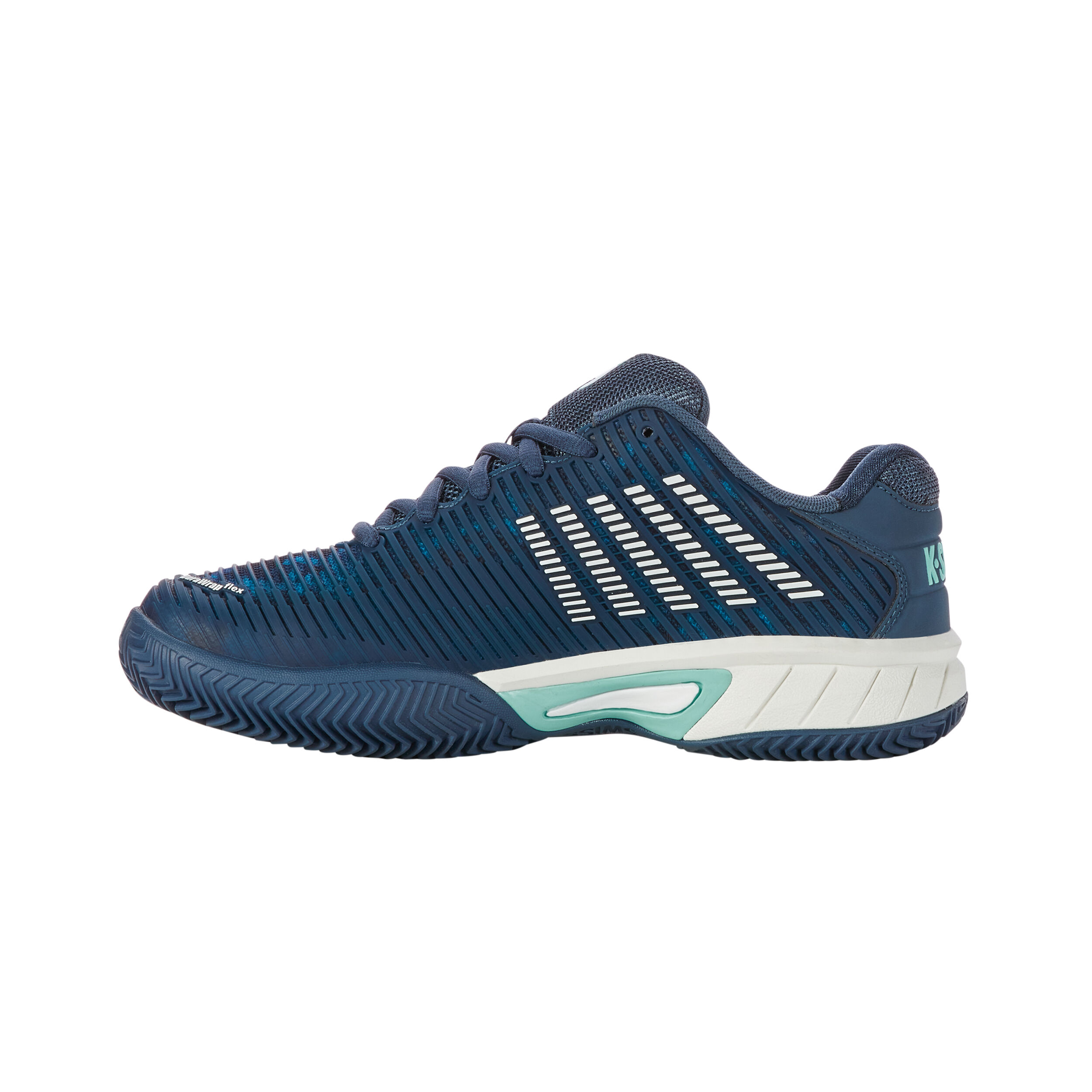 K-Swiss Hypercourt Express 2 Chaussure Terre Battue Enfants - Bleu Petrol, Blanc