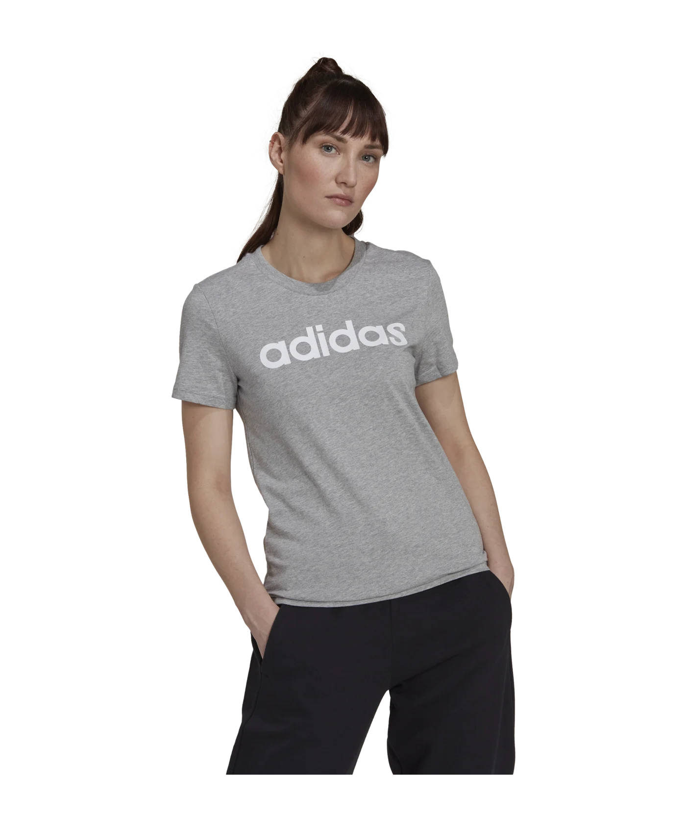 adidas Essentials Slim Logo Tee Grey