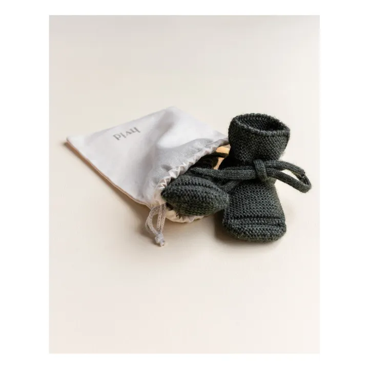 Hvid Chaussons Laine Mérinos | Vert sapin